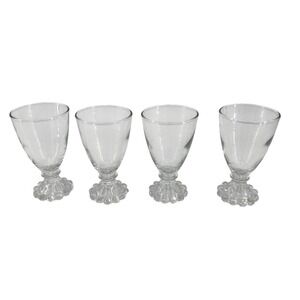 Vintage Clear Glass Cordial Goblets Set of 4 Bubble‎ Base 4.5" Tall